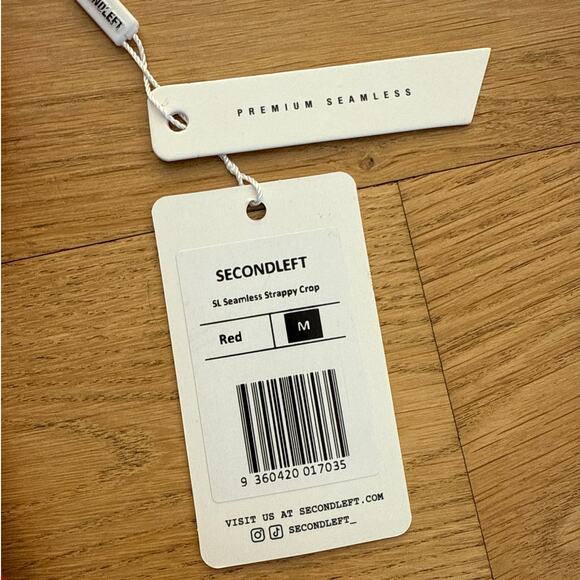 Second Left - Premium Seamless Strappy Crop Top in Reddish Orange - Picture 2 of 4